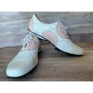 FootJoy FJ LOPRO  Women’s Pink White Leather Golf Shoes #97125 Soft Spikes 10M